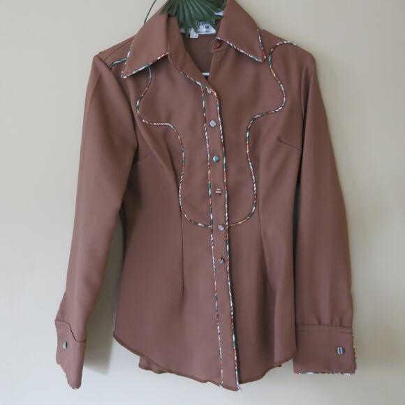 VINTAGE 70s Equitation Collection Dickson Jenkins Jacket/Shirt Size 10/32 Brown - Picture 1 of 8